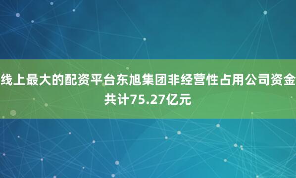 线上最大的配资平台东旭集团非经营性占用公司资金共计75.27亿元