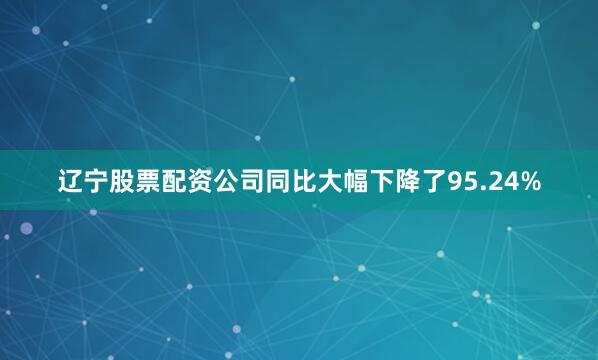 辽宁股票配资公司同比大幅下降了95.24%