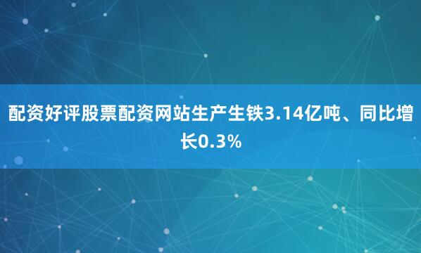 配资好评股票配资网站生产生铁3.14亿吨、同比增长0.3%